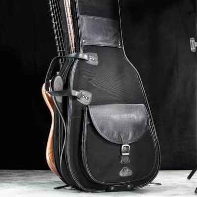 Harvest Fine Leather Black Buffalo & Canvas Gig Bag for Two Electric Bass Guitars image 1