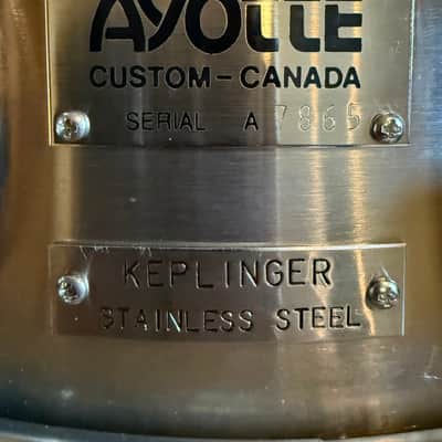 Ayotte-Keplinger 5.5x14 Stainless Steel Snare Drum with Wood Hoops image 6