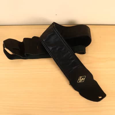 LM Black Leather 3" Inch Bass Guitar Strap image 3