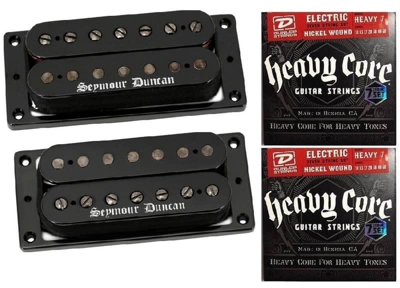 Seymour Duncan Black Winter 7 String Humbucker Passive Mount Pickup Set In Black ( DUNLOP STRINGS ) image 1