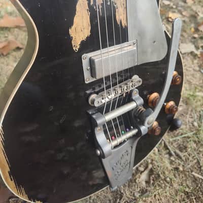 TG Custom Guitars Neil Young Tribute The Horse Old Black Les Paul Made from Old Growth Barn Wood from 1880 Serial # 002 image 4