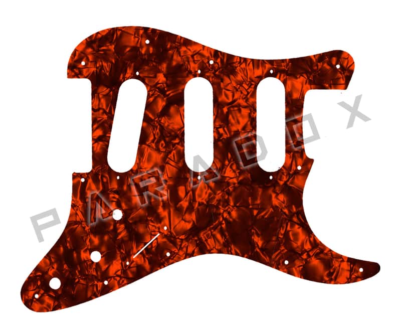 Custom Pickguard For 2000 - Present Made in America Fender Stratocaster Oversized Template with Burns Tri-Sonic Pickups - Orange Pearl/Black/White/Black .090" image 1