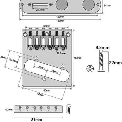 Bridge 6 String Saddle Bridge Plate with 3 Way Switch Control Plate image 2