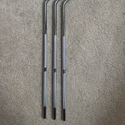 Unknown Set of 3 Floor Tom Drum Legs with Rubber Tips - 18 1/2” x 10.5mm - Chrome image 1