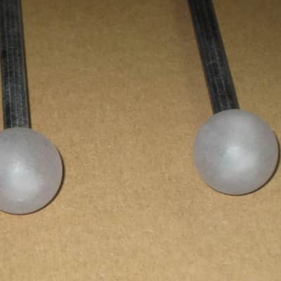 one pair new old stock Gambal GPL(UG13GPLXX) Percussive Keyboard Mallets (for xylophones and glockenspiels), 1 inch Clear (but cloudy) Hard Nylon Ball Heads with Black Synthetic Shafts, with original packaging - from 1990s - early 2000s image 7