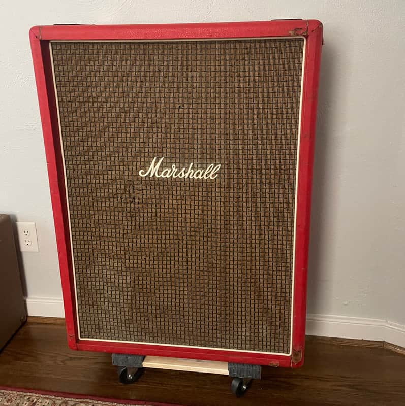RARE Marshall 2045 / 'Artiste' 2x12 Vertical Cabinet 1973 - Original Red Tolex! image 1