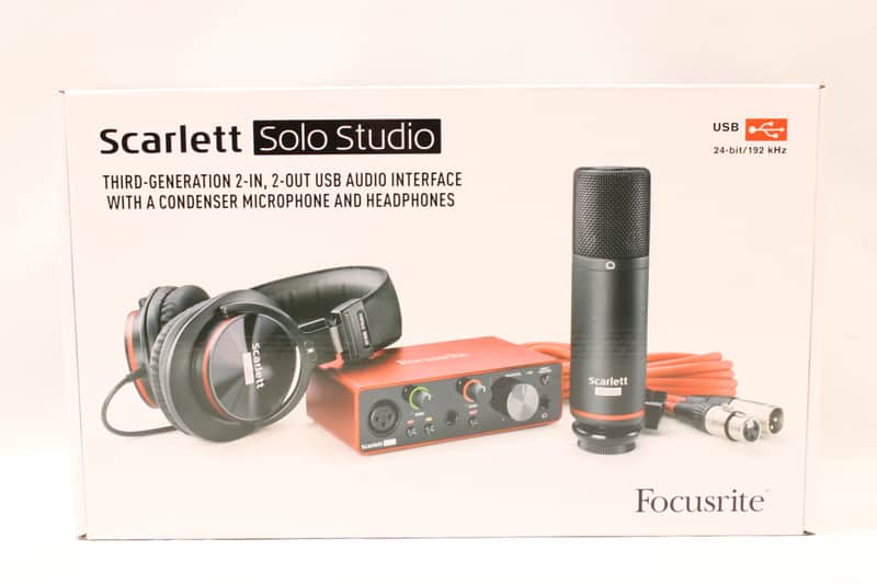 Focusrite Scarlett Solo 2nd Gen Studio Bundle with Headphones,Mic and Cable 2016 - 2018 - Black/Red image 1