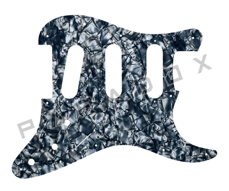 Custom Pickguard For 2000 - Present Made in America Fender Stratocaster Oversized Template with Burns Tri-Sonic Pickups - Silver Grey Pearl/Black/White/Black .090" image 1