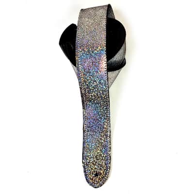 Sparkle Iridescent Premium Leather Ukulele Strap -Shimmer Leather Design Ukulele Strap -Handmade -Soft Leather Ukulele Strap -Button Strap image 4