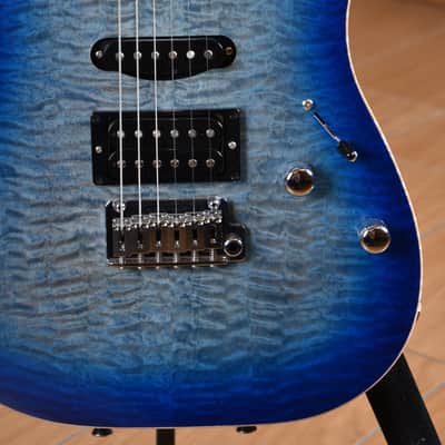Schecter Custom Shop Sunset Custom II HSS Maple Neck Transparent Sky Blue image 13