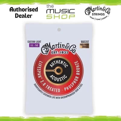 Martin Authentic Lifespan 2.0 Treated PB Acoustic Guitar Strings, 11-52 - MA535T image 1