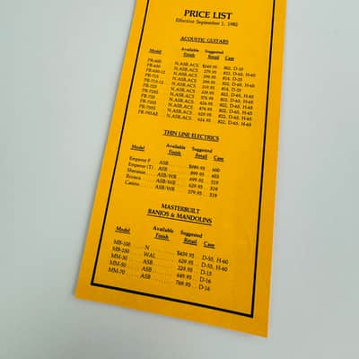 Epiphone Price List – Original Dealer Issue 1982 image 1