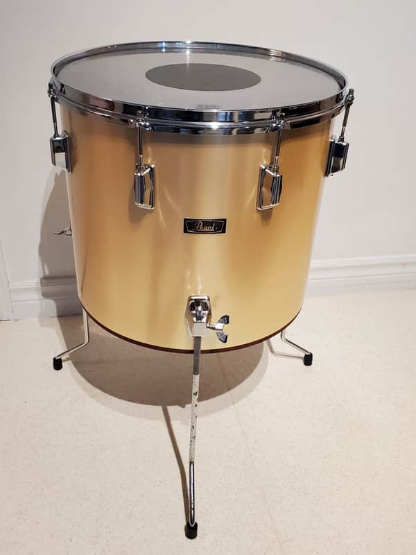 VTG 1970 PEARL 16"x14" Gold Satin "Phenolic" Floor Tom Drum  - Gorgeous Clean A+ image 1