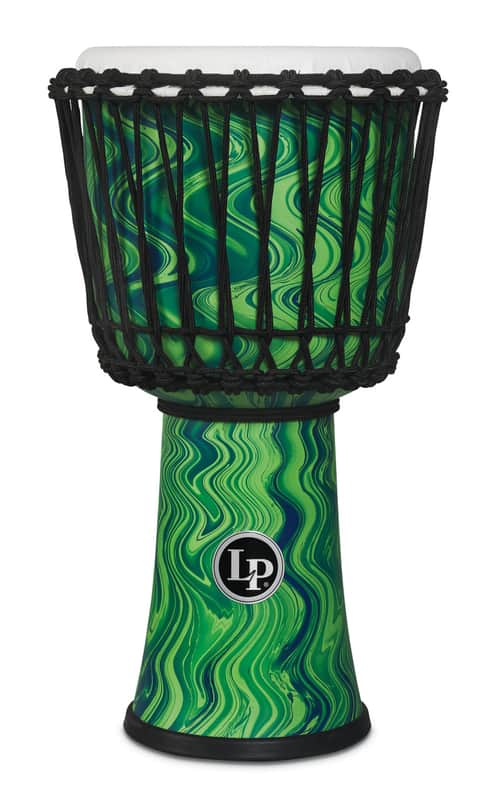 LP 10-inch Rope Tuned Circle Djembe with Perfect-Pitch head - Green Marble image 1
