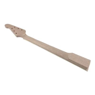 22 Fret Electric Guitar Neck 24.75" Maple Bound Maple Fretboard Block Inlay Unfinished image 9