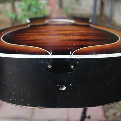 Vintage 1939 Supertone Harmony Art Deco Sunburst Panel Parlor Guitar USA Body & Neck Project image 16