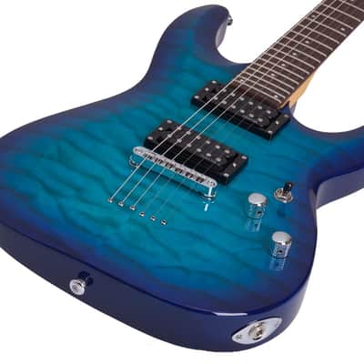 Schecter C-6 Plus Series Electric Guitar - Ocean Blue Burst image 2