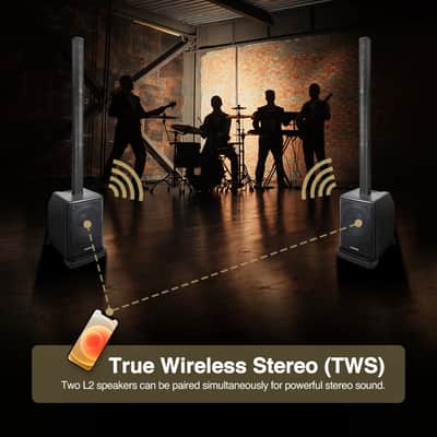 CARPO-L2SWM01 | Portable PA/DJ System w/ 12" Powered Subwoofer, 8 x 3" Column Speaker and Two UHF Wireless Microphones image 9