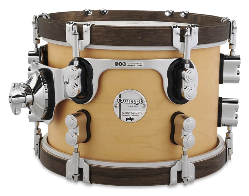 PDP Concept Classic 7x10 Natural Stain Tom with Walnut Stain Hoops image 1