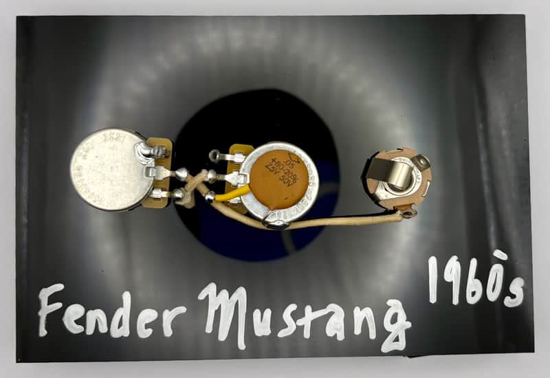 Fender Mustang 1960's wiring harness upgrade with 0.05uF 50v vintage ceramic capacitor image 1