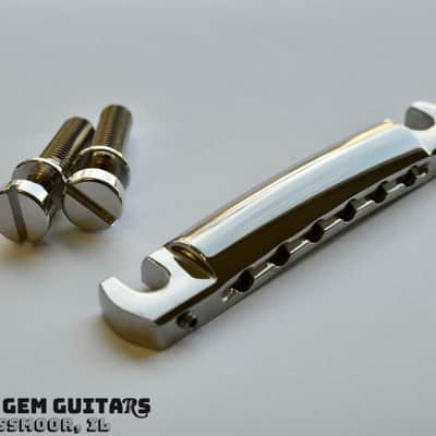 New! Gibson OEM Wraptail Tailpiece with Studs Nickel Finish fits Les Paul Special, Sg Special, Melody Maker Wrap Tail image 1