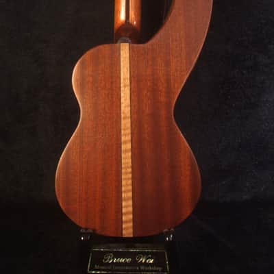 Handcrafted 5 String Harp Style Concert Ukulele, Solid Spruce, Mahogany, MOP Vine Inlay, Bruce Wei HU15-2002 image 7