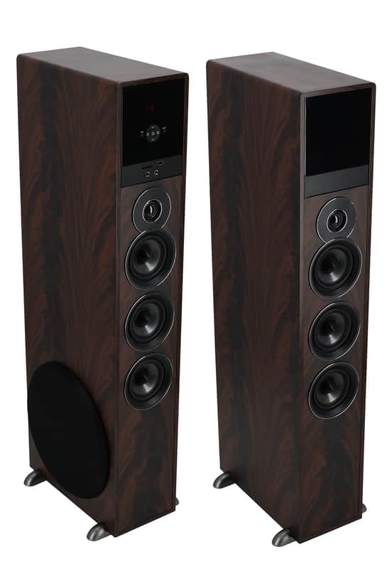 Rockville TM150D Dark Wood Powered Home Theater Tower Speakers 10" Sub/Bluetooth image 1