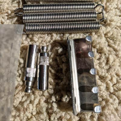 ABM 5200 2-Point Modern Tremolo Guitar Bridge. Chrome, Solid Bell-Brass Guitar Bridge, Complete image 2