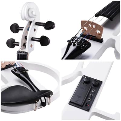 Cxxss 4/4 Violin Electric Violin(right hand)white-US image 11