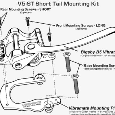 Vibramate V5 Short Tail Adapter Kit For Bigsby B5 Mount a Bigsby without drilling your guitar! image 2