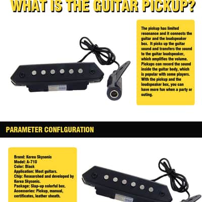 Skysonic A-710 Magnetic Passive Pickup for Acoustic Guitar Above 90mm Sound-hole,price include the import duty for US buyer image 2