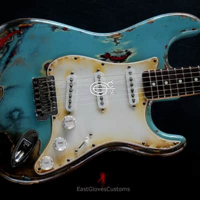 Fender Stratocaster 60th  Anniversary Daphne Blue Heavy Aged Relic by East Gloves Customs image 5