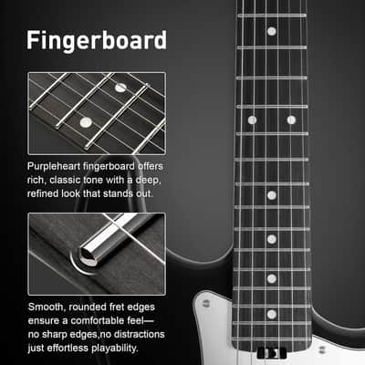 Electric Guitar, 39" Beginner Electric Guitar, Classic Pickup, Tremolo Bridge, Full-Size Lightweight Body, Rounded Fret Ends, Heel Adjustment Truss Rod (Black) image 3