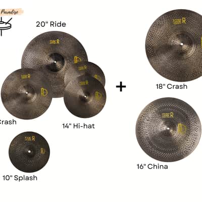 Agean Cymbals Dark R Low Noise Cymbal Set + 18" Crash + 16" China + 10" Splash image 1