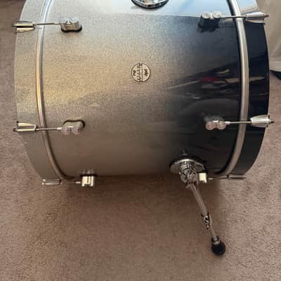 Used- Like New PDP Concept Maple Series 18x22" Bass Drum with Chrome Hardware 2010s - Silver to black sparkle fade image 2