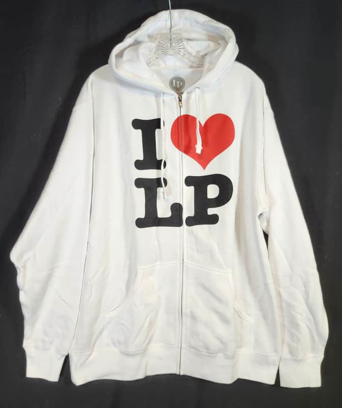 Latin Percussion LPWHIH-XL "I Heart LP" Hoodie, XL, White image 1