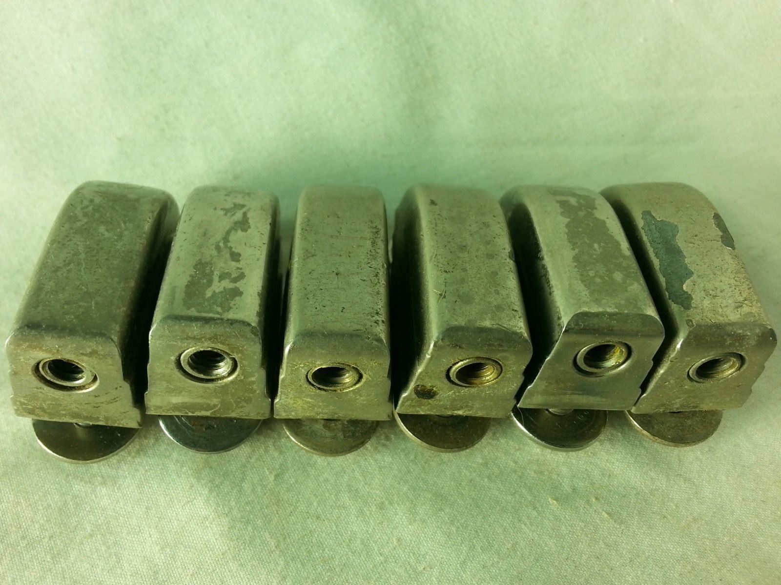 Leedy 6x Beavertail Floor/Tom/Snare Drum Lugs Nickel No-Tab Elkhart USA 40s-50s — main photograph