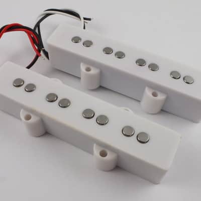 Jazz Bass Pickup Set Alnico V Neck & Bridge White Covers + screws & springs image 1