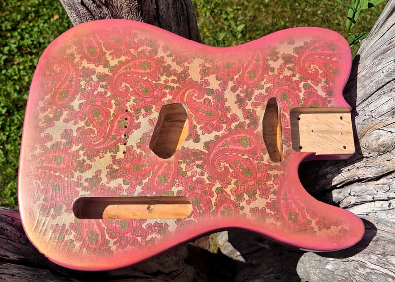 Pink Paisley Tele Body, Aged, Nitro , Alder image 1