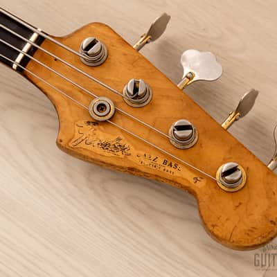 1964 Fender Jazz Bass Pre-CBS Vintage Bass Olympic White w/ Gold Hardware, Case image 4