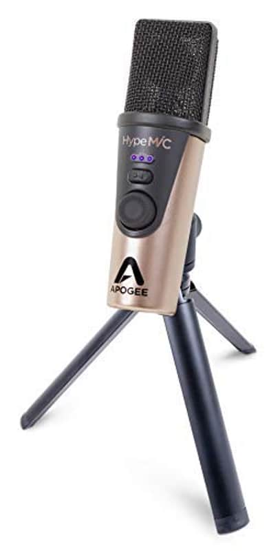 Apogee Hype Mic USB Microphone with Analog Compression for Capturing Vocals and Instruments, Streaming, Podcasting, Gaming, includes tripod, pop filter and carrying case image 1