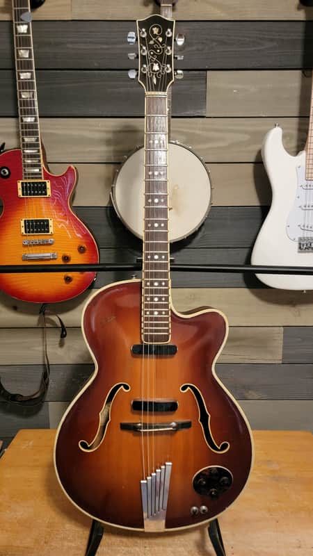 1956 Hofner President Electric Guitar 2 Pickup Cutaway Sunburst Nice Shape W/HSC image 1