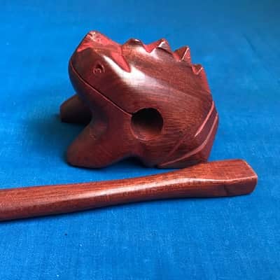 Handmade 3" x 2" Mini Frog Reco-Reco Handmade in Pau-Brasil Natural Brazilian Wood image 1