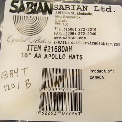Sabian AA 16” Apollo Hi Hat Cymbals/Model # 21680AH image 7