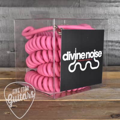 Divine Noise Straight to Right Angle 30ft Curly Instrument Cable - Pink image 2