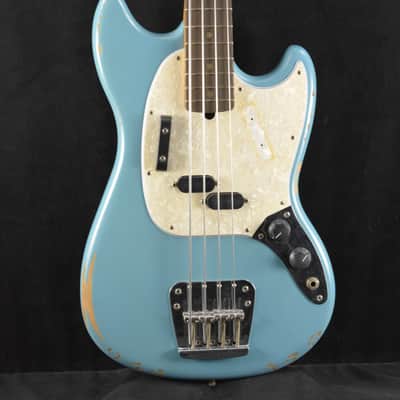 Fender JMJ Road Worn Mustang Bass Faded Daphne Blue Rosewood Fingerboard image 1
