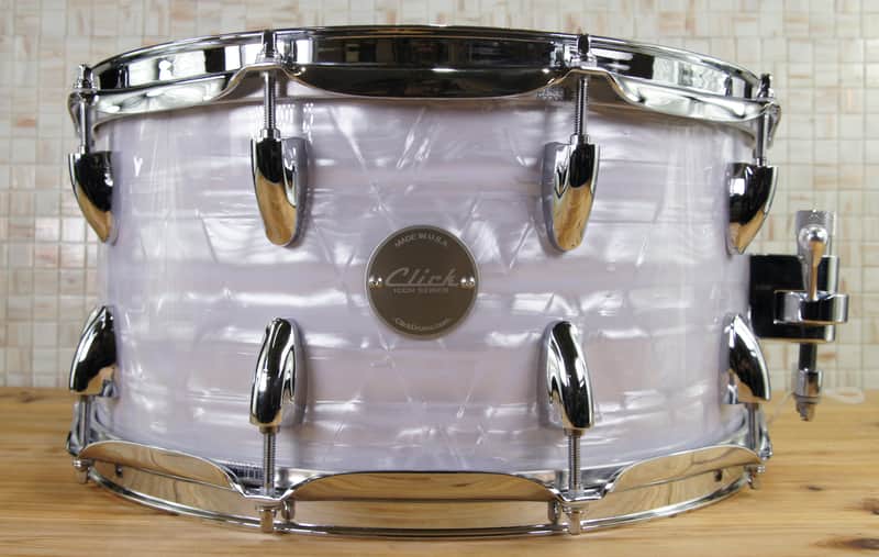 Click Custom Icon 7x14 6ply Maple/Poplar Snare Drum White Marine Pearl image 1