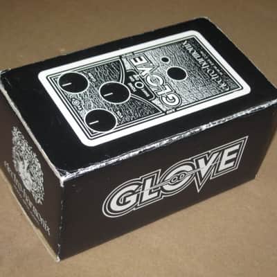 lightly handled Electro-Harmonix EMPTY CARDBOARD BOX and original Owner's Manual ONLY for OD Glove Overdrive (NO pedal, NO warranty / registration paperwork) 2010s - BOX: cardboard - OUTER AREAS: gray // GRAPHIC: black & white, also purple & white image 4