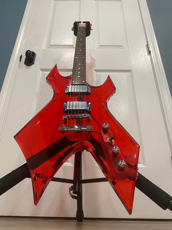 1999 BC Rich Ice Acrylic Warlock Guitar See Thru Red Lucite w OHSC image 1