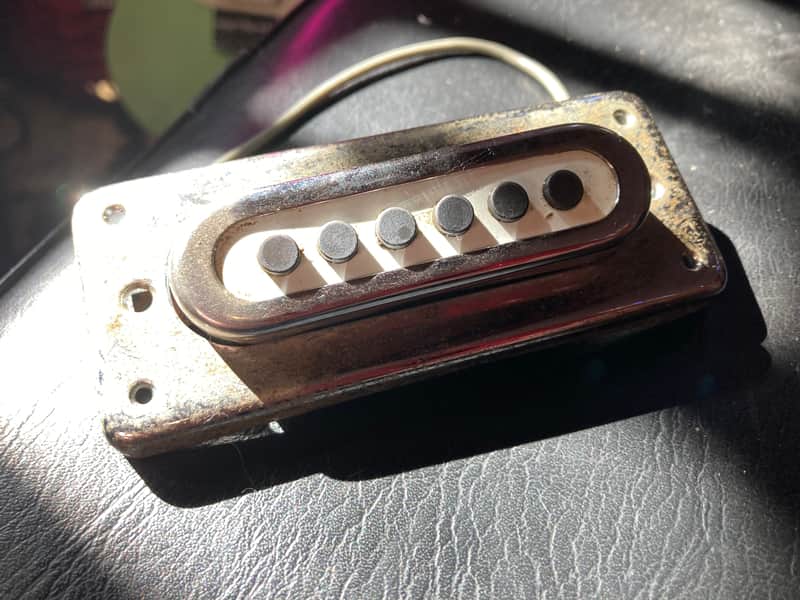 Teisco? Kawai? Vintage MIJ Single Coil Pickup with Chrome Surround Ring 1960s White Chrome image 1
